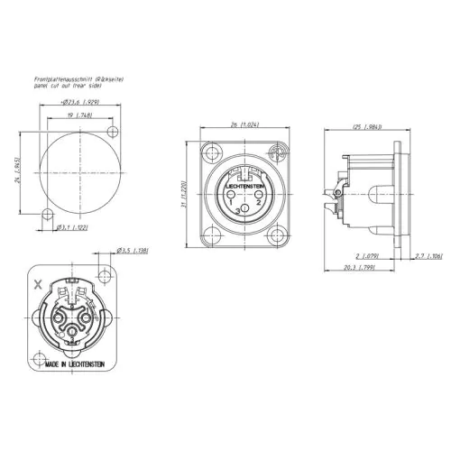 NC3MD-LX XLRタイプオス型3ピンレセプタクルコネクター（シルバー）