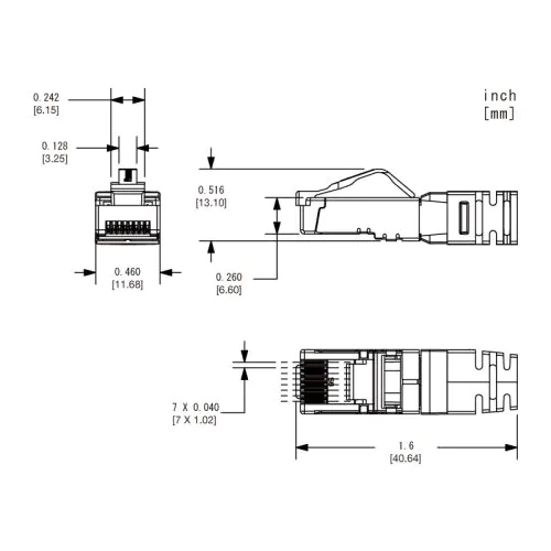 SPS6X88-C シールド付きRJ45コネクタ (CAT6A用 / AWG23～AWG24