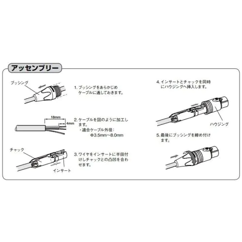 NC3FXX XLRタイプメス型3ピンケーブルコネクター（銀メッキ）