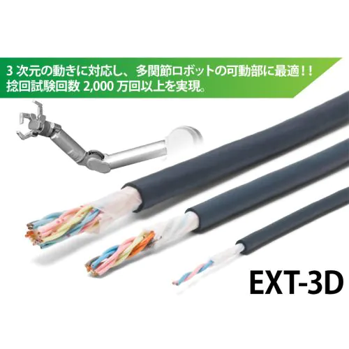 捻りに強い！軽量・細径ロボットケーブル EXT-3D/CL3X/2517 300V LF AWG18