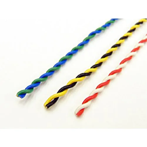 スピーカーケーブル、赤と黒のツイスト練り、ブレイド構造 KV0.2sq(7/0.18)ツイスト線(赤×黒)